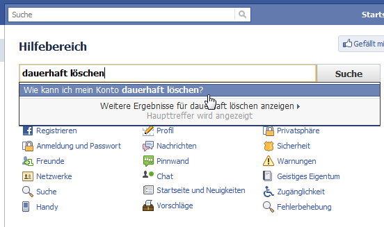 Facebook Account löschen