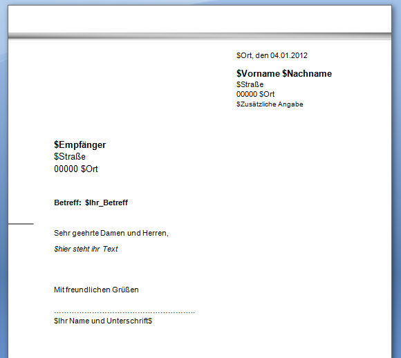 Briefvorlage Download Openoffice